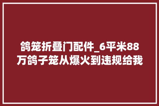 鸽笼折叠门配件_6平米88万鸽子笼从爆火到违规给我们带来了若干伤害