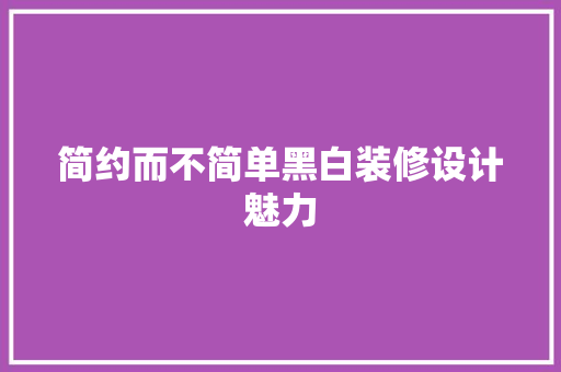 简约而不简单黑白装修设计魅力