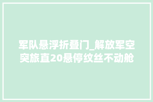 军队悬浮折叠门_解放军空突旅直20悬停纹丝不动舱内画面曝光
