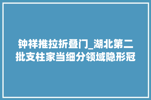 钟祥推拉折叠门_湖北第二批支柱家当细分领域隐形冠军企业名单出炉