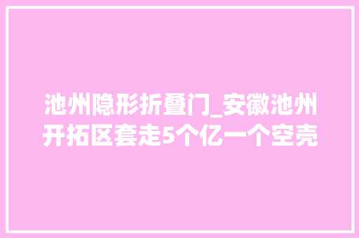池州隐形折叠门_安徽池州开拓区套走5个亿一个空壳公司埋下的巨雷