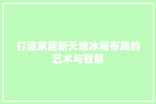 打造家居新天地冰箱布局的艺术与智慧
