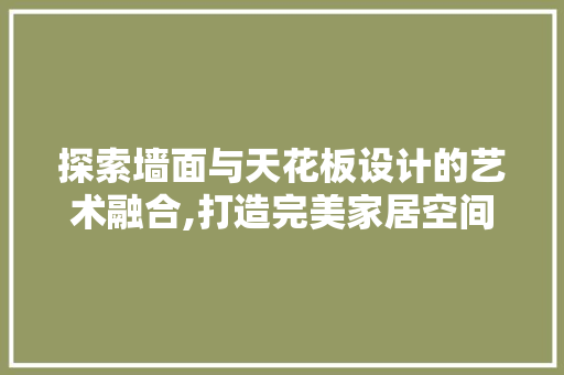 探索墙面与天花板设计的艺术融合,打造完美家居空间