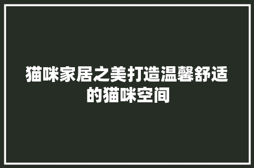 猫咪家居之美打造温馨舒适的猫咪空间