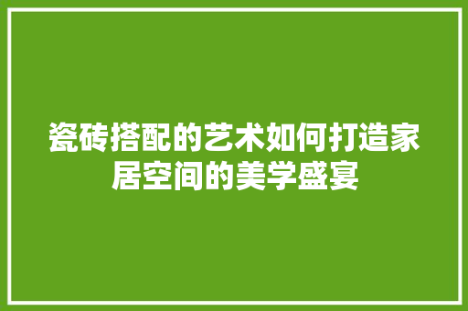 瓷砖搭配的艺术如何打造家居空间的美学盛宴
