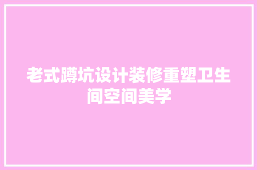 老式蹲坑设计装修重塑卫生间空间美学