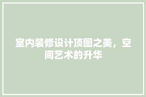 室内装修设计顶图之美，空间艺术的升华