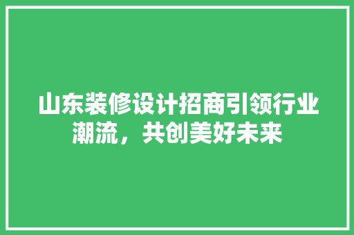 山东装修设计招商引领行业潮流，共创美好未来