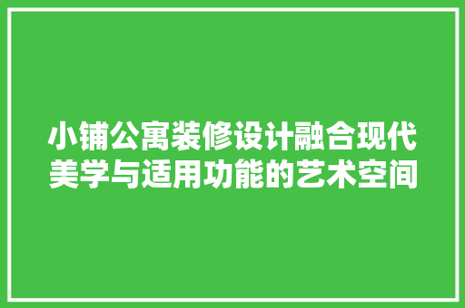 小铺公寓装修设计融合现代美学与适用功能的艺术空间