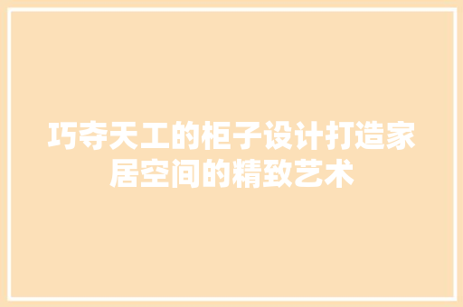 巧夺天工的柜子设计打造家居空间的精致艺术