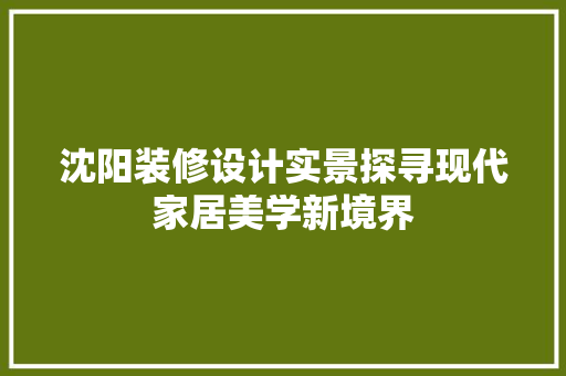 沈阳装修设计实景探寻现代家居美学新境界