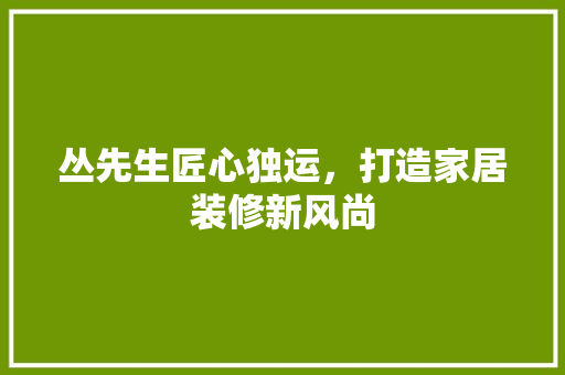 丛先生匠心独运，打造家居装修新风尚