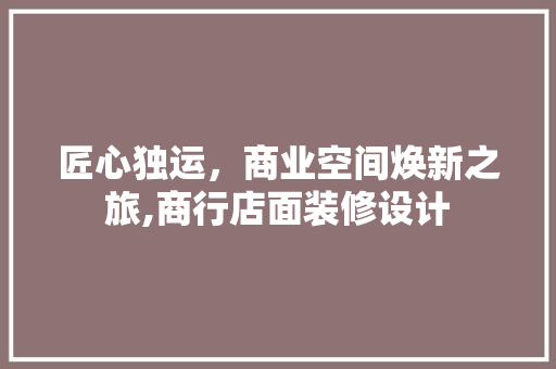 匠心独运，商业空间焕新之旅,商行店面装修设计