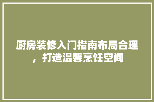 厨房装修入门指南布局合理，打造温馨烹饪空间
