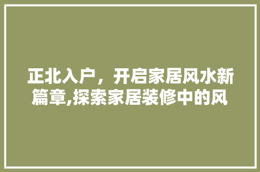 正北入户，开启家居风水新篇章,探索家居装修中的风水布局