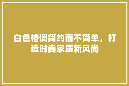 白色格调简约而不简单，打造时尚家居新风尚