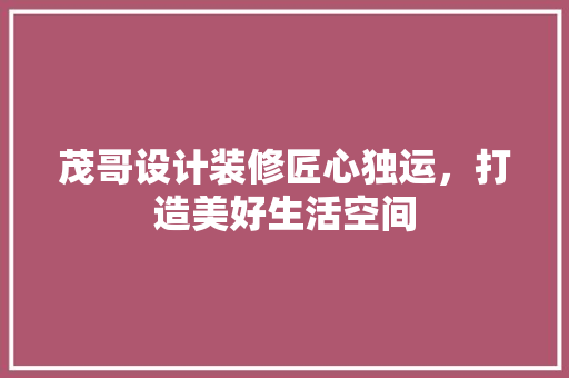 茂哥设计装修匠心独运，打造美好生活空间
