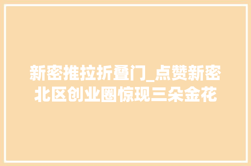 新密推拉折叠门_点赞新密北区创业圈惊现三朵金花