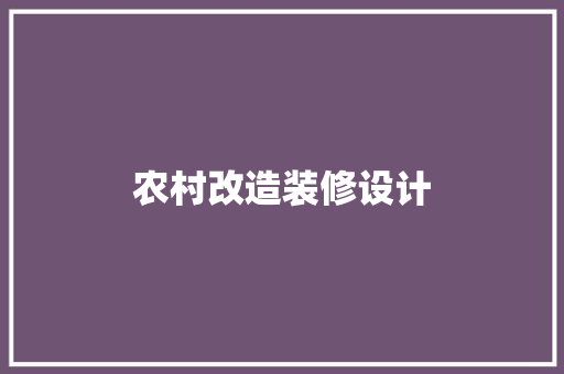 农村改造装修设计