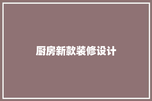 厨房新款装修设计