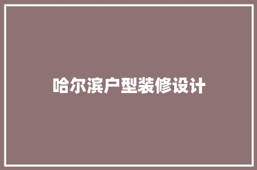 哈尔滨户型装修设计