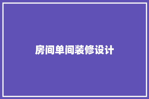 房间单间装修设计