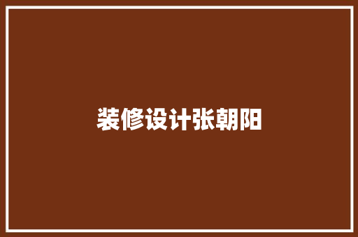 装修设计张朝阳