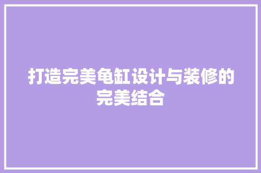 打造完美龟缸设计与装修的完美结合