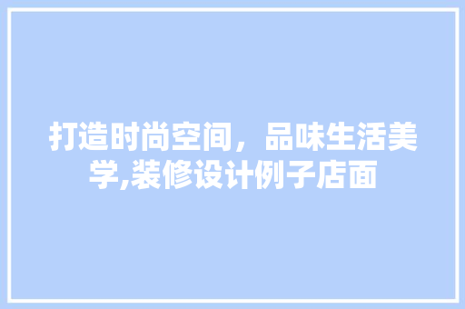 打造时尚空间，品味生活美学,装修设计例子店面