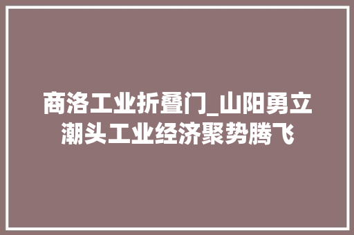 商洛工业折叠门_山阳勇立潮头工业经济聚势腾飞