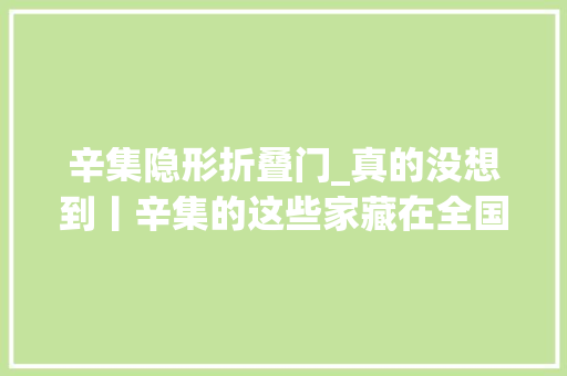 辛集隐形折叠门_真的没想到丨辛集的这些家藏在全国叫得响