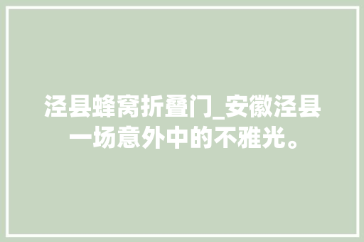 泾县蜂窝折叠门_安徽泾县一场意外中的不雅光。