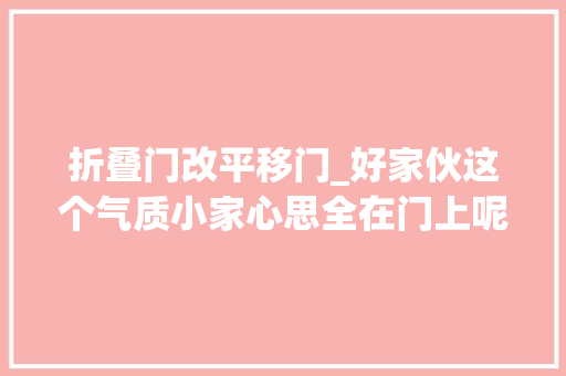 折叠门改平移门_好家伙这个气质小家心思全在门上呢