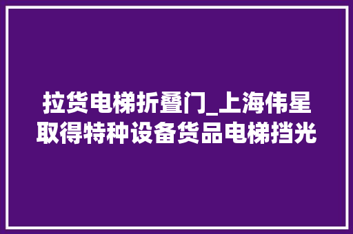 拉货电梯折叠门_上海伟星取得特种设备货品电梯挡光幕防撞装配专利避免搬运货品时对轿厢门和厅门造成损坏
