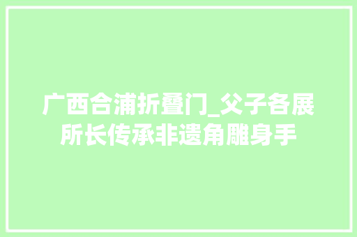 广西合浦折叠门_父子各展所长传承非遗角雕身手