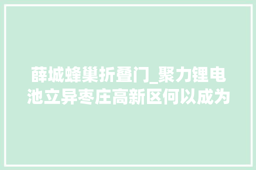 薛城蜂巢折叠门_聚力锂电池立异枣庄高新区何以成为喷鼻香饽饽