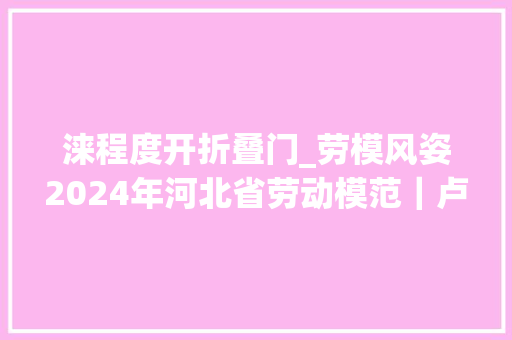 涞程度开折叠门_劳模风姿2024年河北省劳动模范｜卢建立跨界逐梦21载的建安老兵