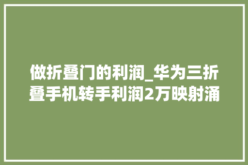 做折叠门的利润_华为三折叠手机转手利润2万映射涌现代社会人心浮动