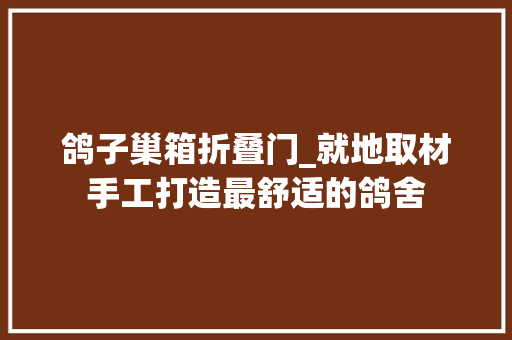 鸽子巢箱折叠门_就地取材手工打造最舒适的鸽舍
