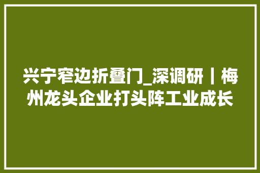 兴宁窄边折叠门_深调研｜梅州龙头企业打头阵工业成长挑大年夜梁