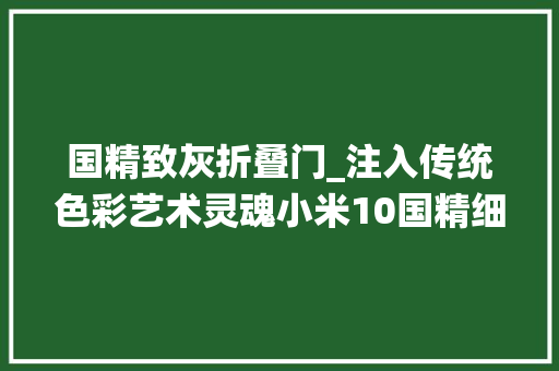 国精致灰折叠门_注入传统色彩艺术灵魂小米10国精细灰新配色开箱