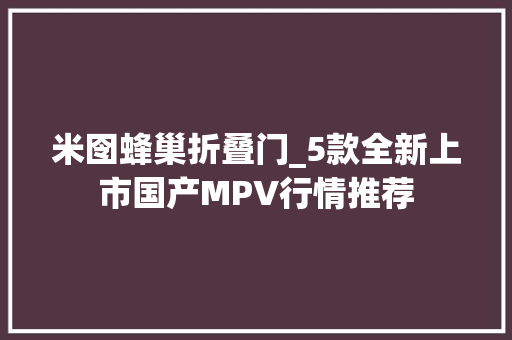 米囹蜂巢折叠门_5款全新上市国产MPV行情推荐