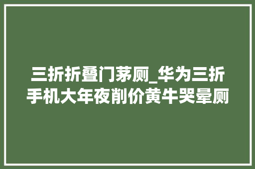 三折折叠门茅厕_华为三折手机大年夜削价黄牛哭晕厕所揭秘背后3大年夜原因