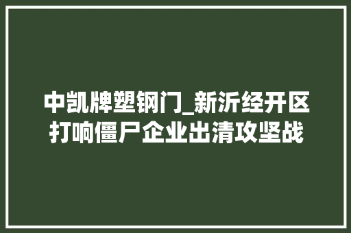 中凯牌塑钢门_新沂经开区打响僵尸企业出清攻坚战