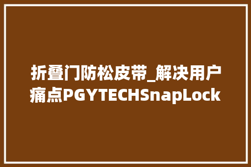 折叠门防松皮带_解决用户痛点PGYTECHSnapLock快装系统评测
