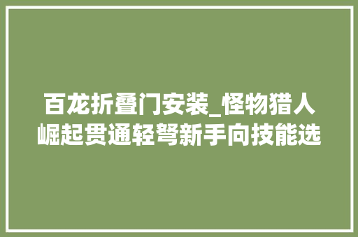 百龙折叠门安装_怪物猎人崛起贯通轻弩新手向技能选择及配装推荐综合攻略