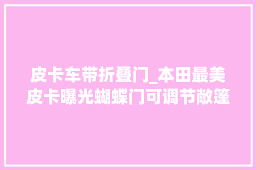 皮卡车带折叠门_本田最美皮卡曝光蝴蝶门可调节敞篷你认可吗