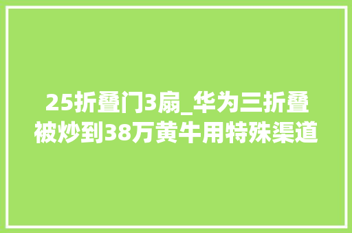 25折叠门3扇_华为三折叠被炒到38万黄牛用特殊渠道搞到十余台竟然卖出五台