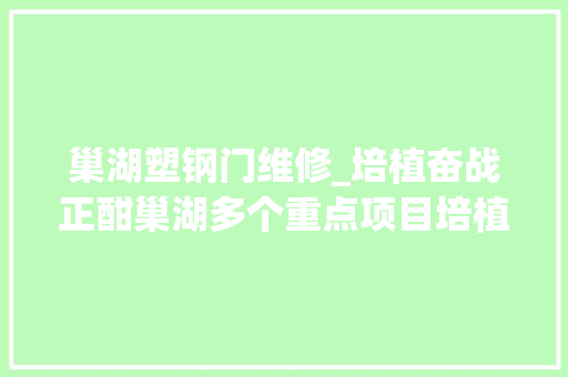 巢湖塑钢门维修_培植奋战正酣巢湖多个重点项目培植一向歇