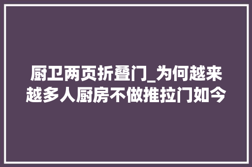 厨卫两页折叠门_为何越来越多人厨房不做推拉门如今盛行做口袋门美观还高级